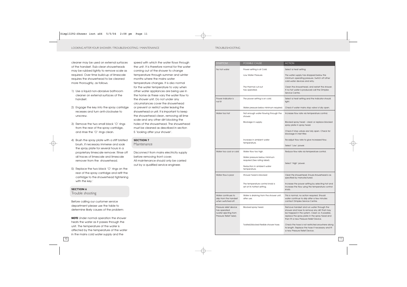 Dimplex Shower User Manual | Page 6 / 6