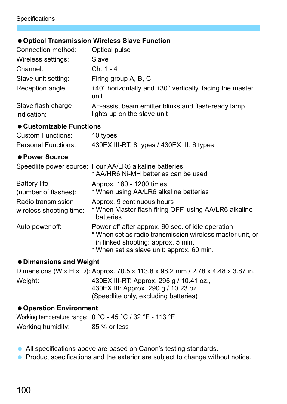 Canon Speedlite 430EX III-RT User Manual | Page 100 / 108