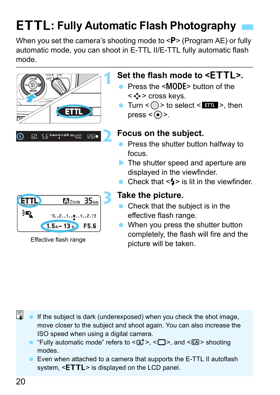 Fully automatic flash photography, Shooting distance (p.20/34), A: fully automatic flash photography | Canon Speedlite 430EX III-RT User Manual | Page 20 / 108