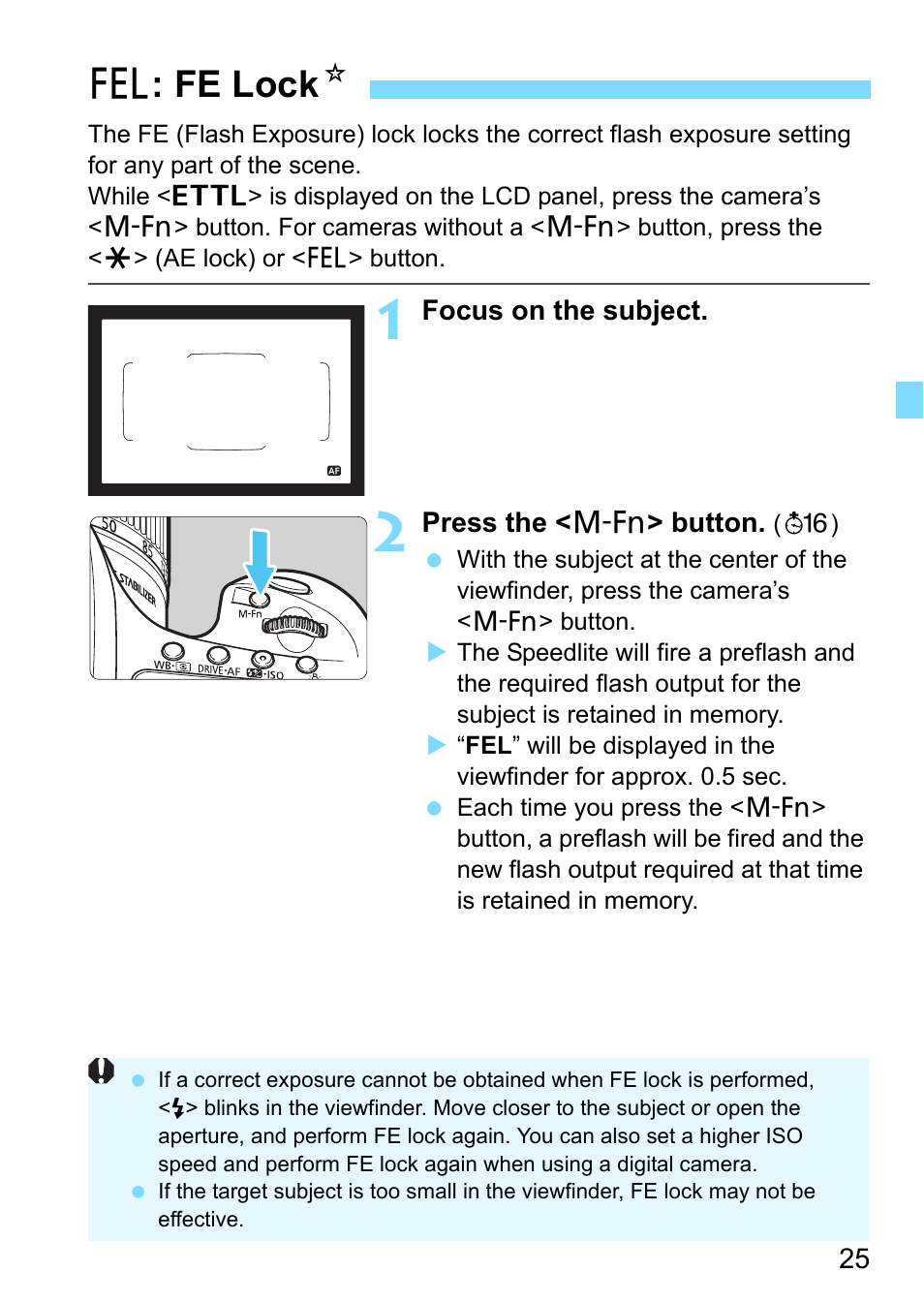 Fe lock, Fe lock n | Canon Speedlite 430EX III-RT User Manual | Page 25 / 108