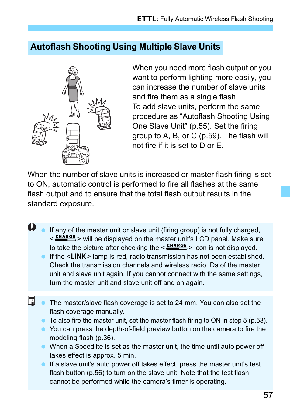 Autoflash shooting using multiple slave units | Canon Speedlite 430EX III-RT User Manual | Page 57 / 108