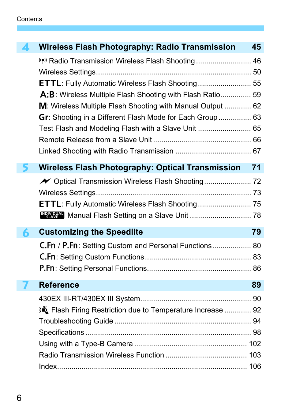 Canon Speedlite 430EX III-RT User Manual | Page 6 / 108