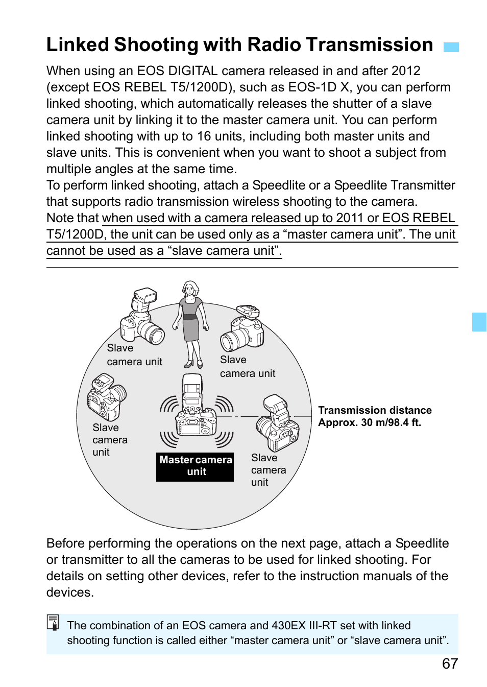 Linked shooting with radio transmission, P.67, P.67), the | Canon Speedlite 430EX III-RT User Manual | Page 67 / 108