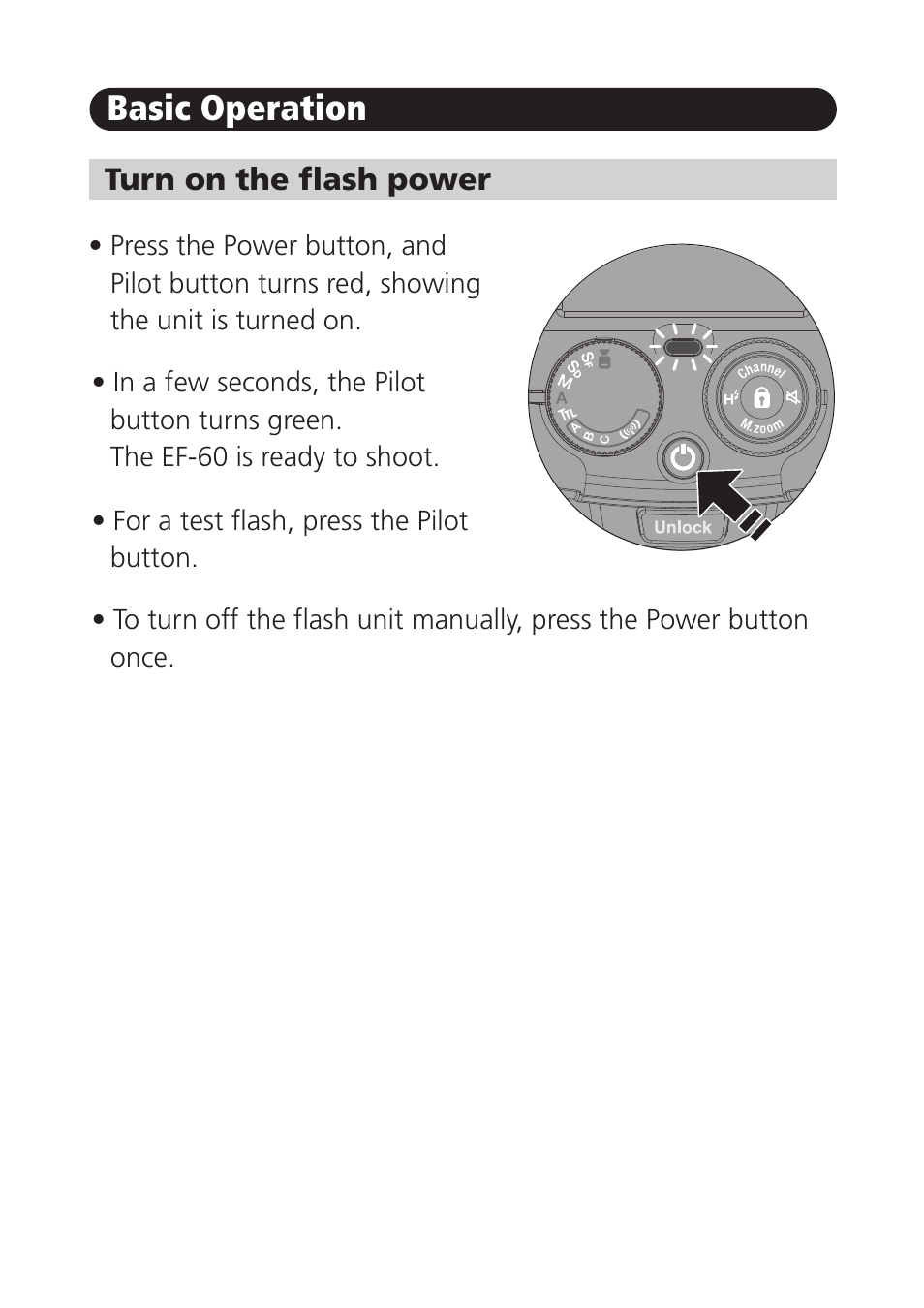 Basic operation | FujiFilm EF-60 Shoe Mount Flash User Manual | Page 8 / 26