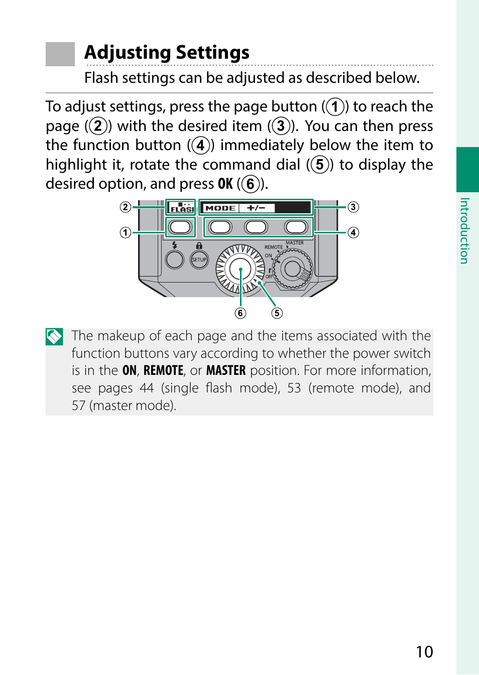 Adjusting settings | FujiFilm EF-X500 Flash User Manual | Page 17 / 108