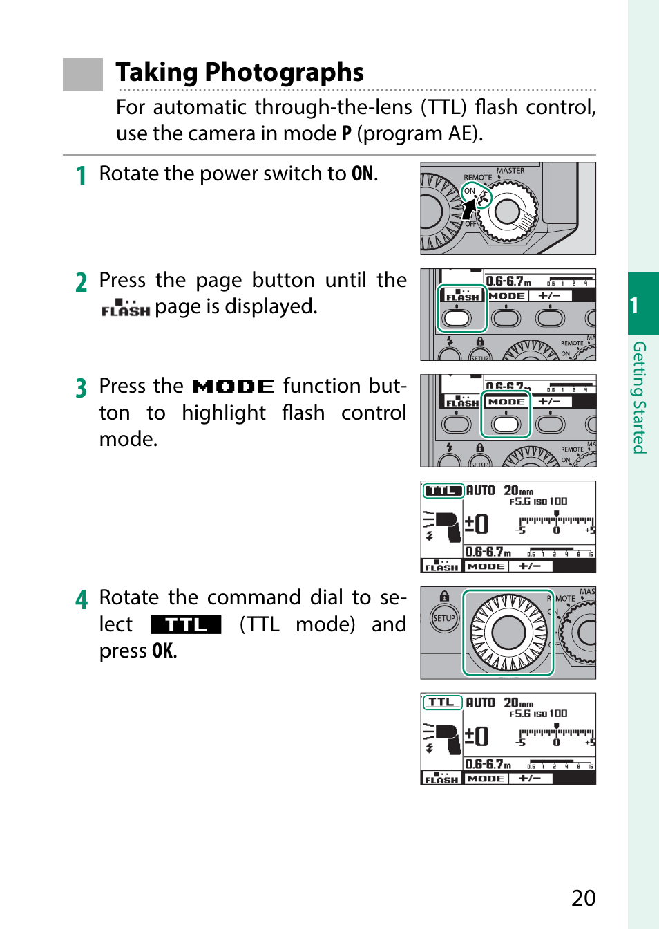 Taking photographs | FujiFilm EF-X500 Flash User Manual | Page 27 / 108