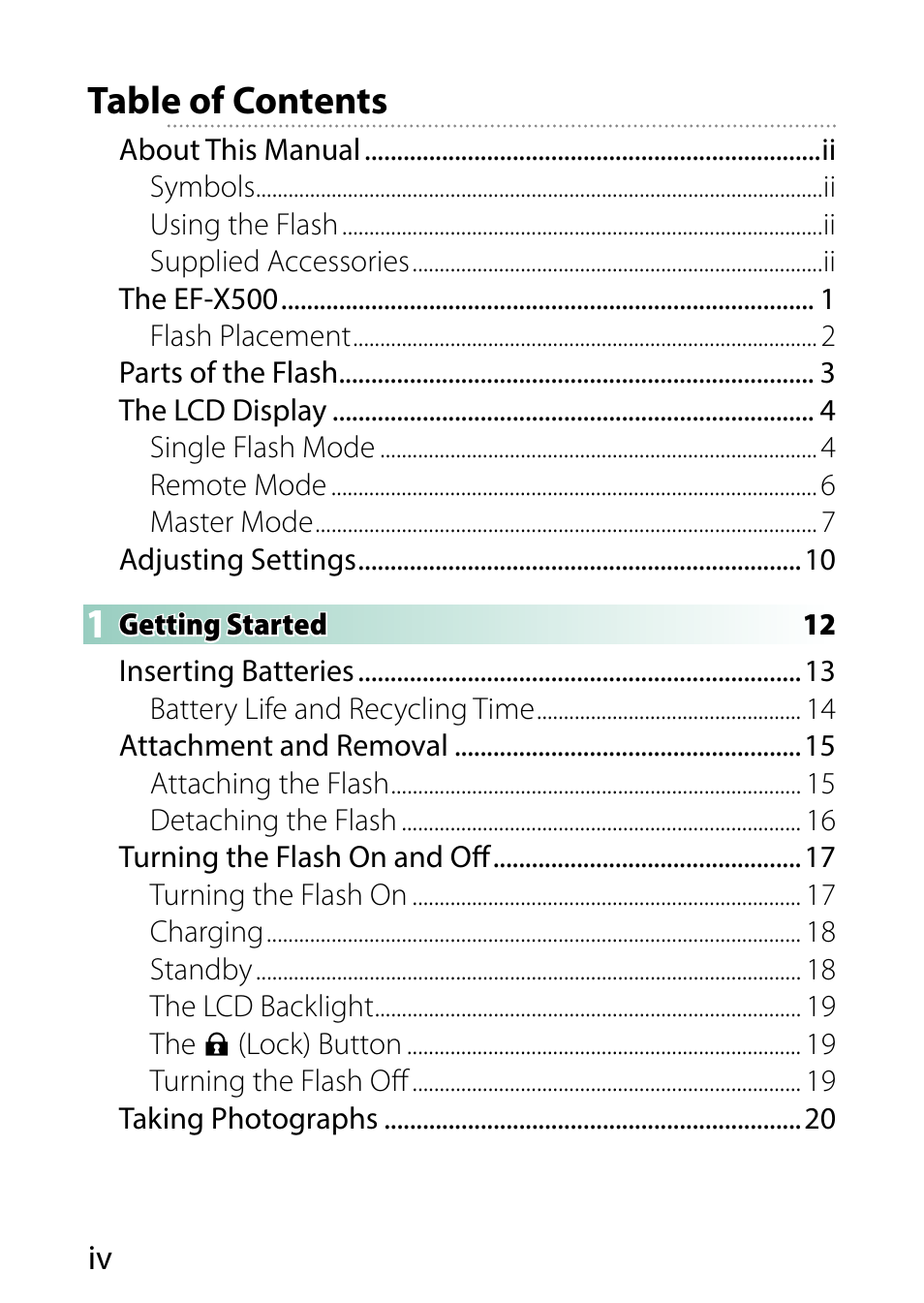 FujiFilm EF-X500 Flash User Manual | Page 4 / 108