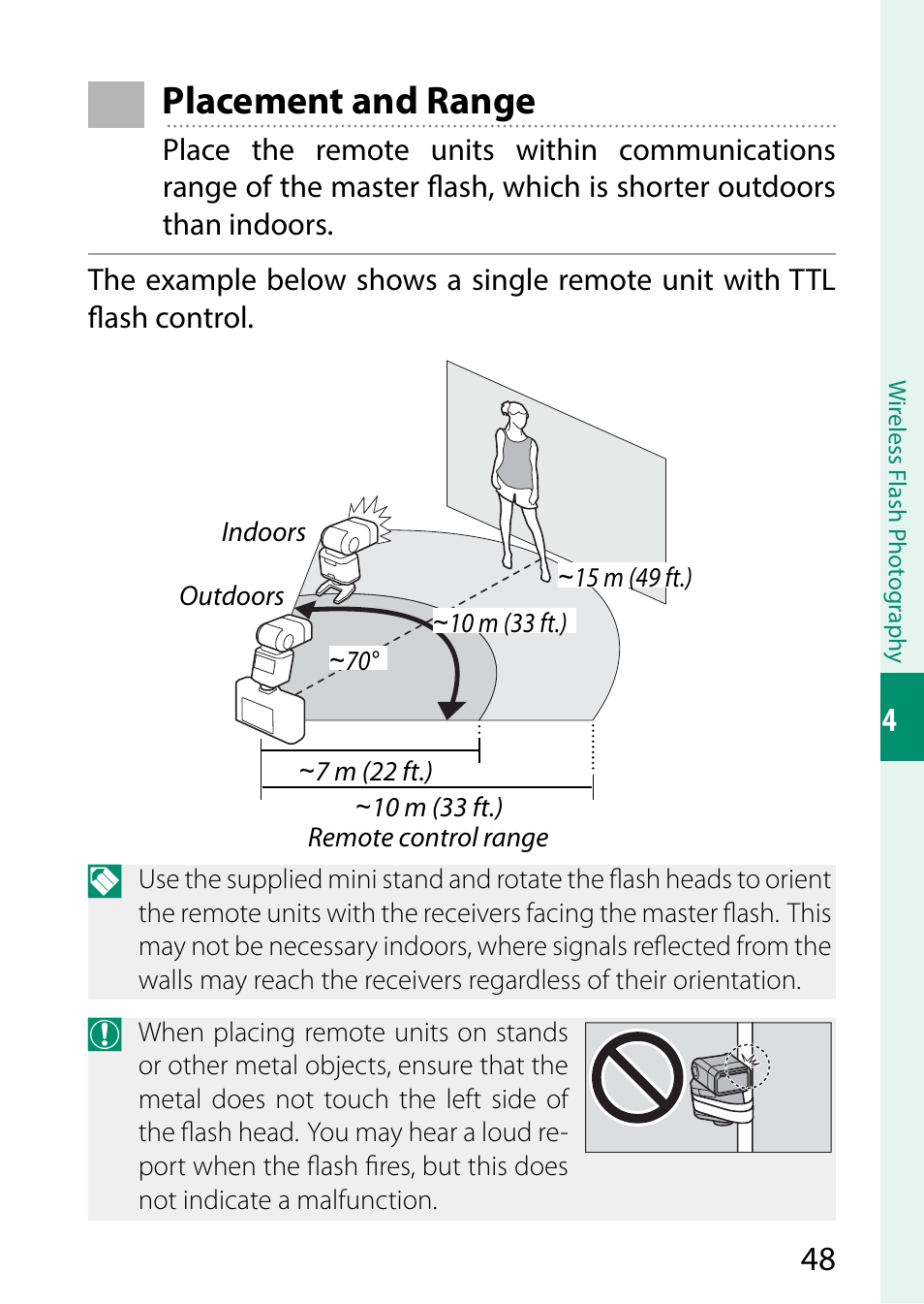 Placement and range | FujiFilm EF-X500 Flash User Manual | Page 55 / 108