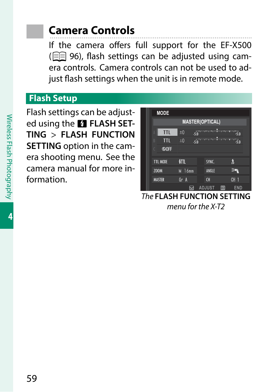 Camera controls | FujiFilm EF-X500 Flash User Manual | Page 66 / 108