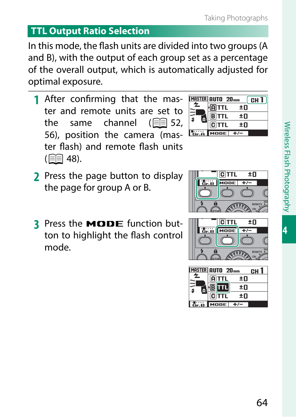 Tion, 64), manual | FujiFilm EF-X500 Flash User Manual | Page 71 / 108