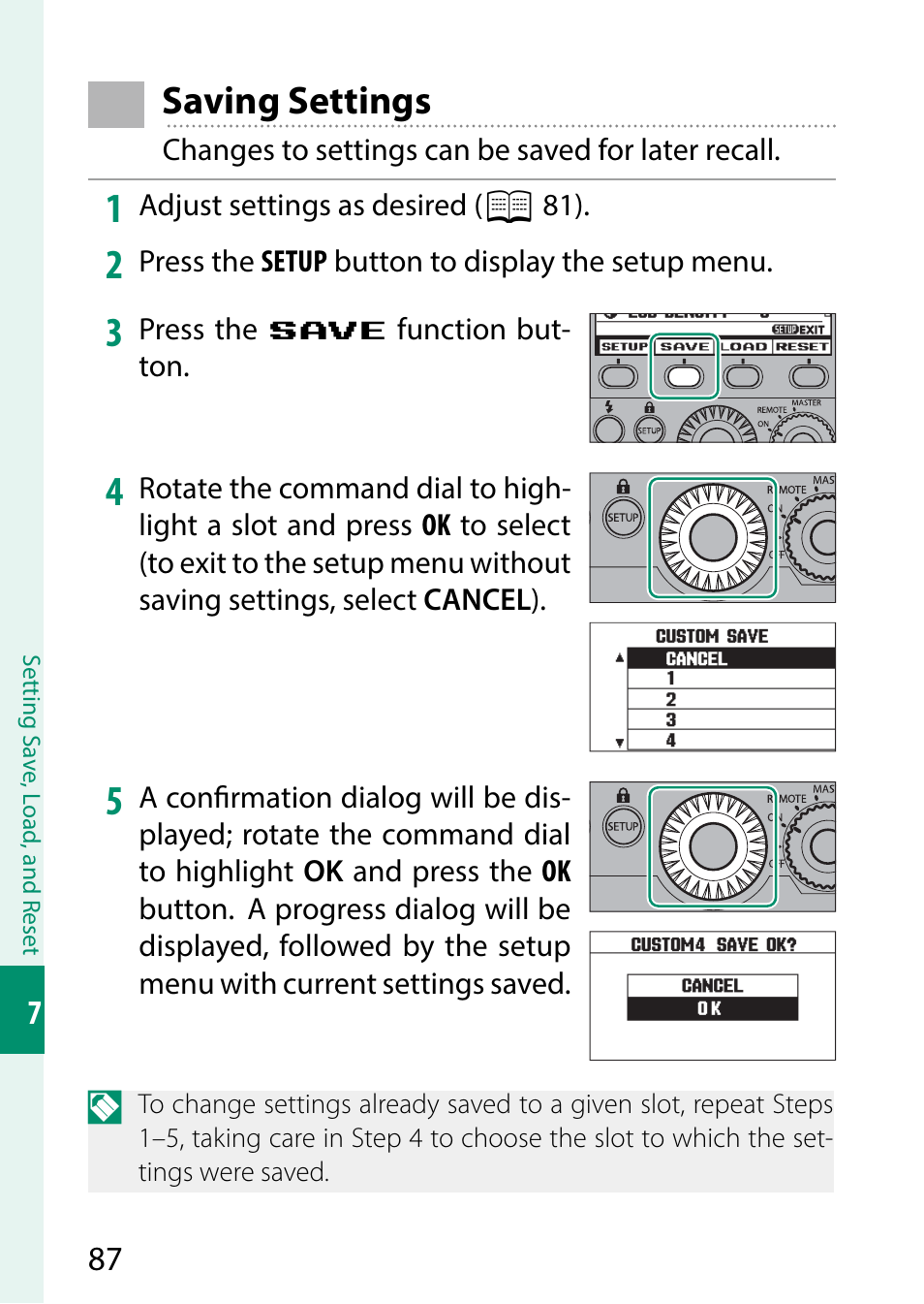 Saving settings | FujiFilm EF-X500 Flash User Manual | Page 94 / 108