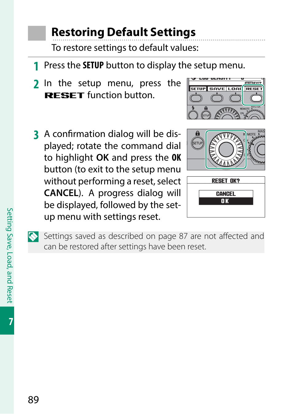 Restoring default settings | FujiFilm EF-X500 Flash User Manual | Page 96 / 108