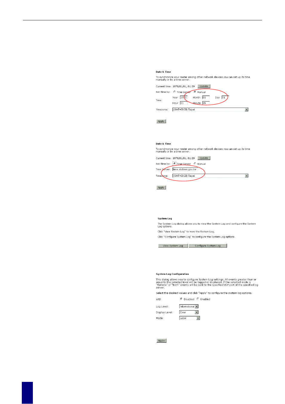 62 date and time, System log | Dynalink RTA770 User Manual | Page 74 / 110