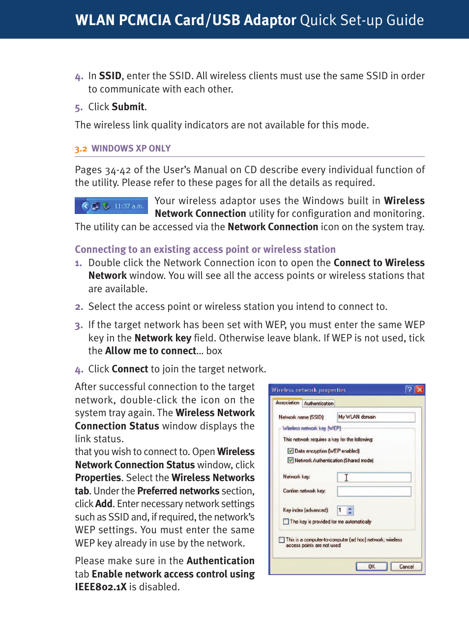 Wlan pcmcia card/usb adaptor quick set-up guide | Dynalink Wireless LAN Client USB WLL013 User Manual | Page 5 / 10