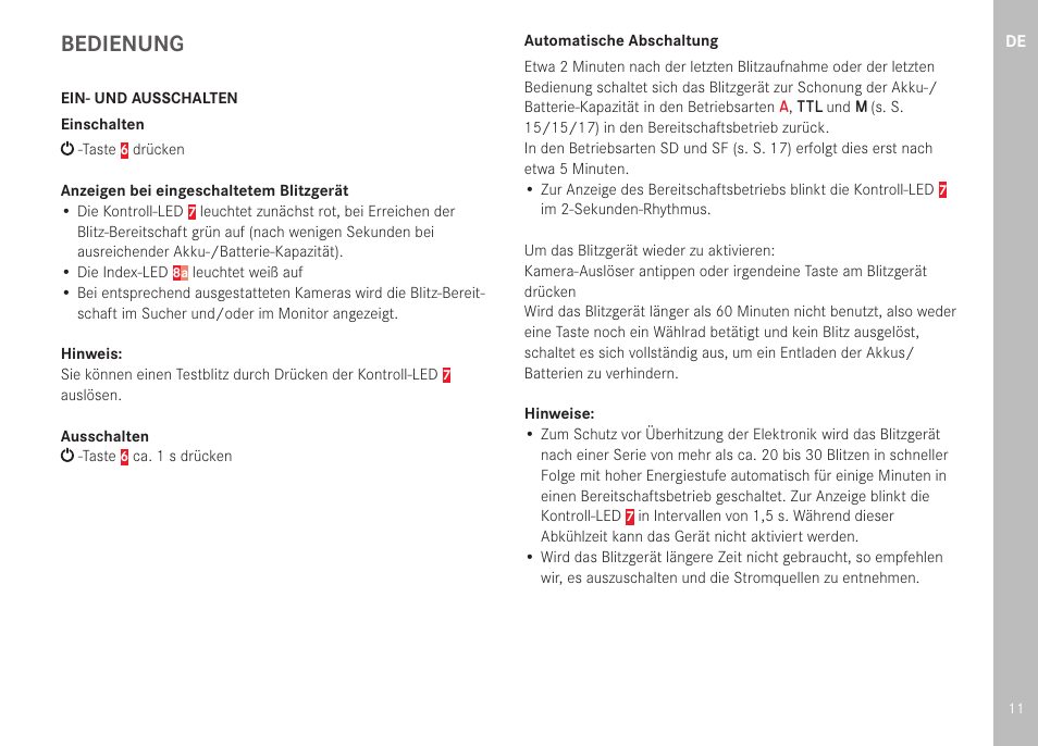 Bedienung | LEICA SF 40 Flash User Manual | Page 13 / 150