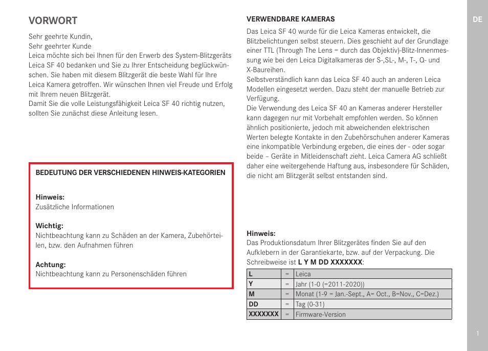 Vorwort | LEICA SF 40 Flash User Manual | Page 3 / 150