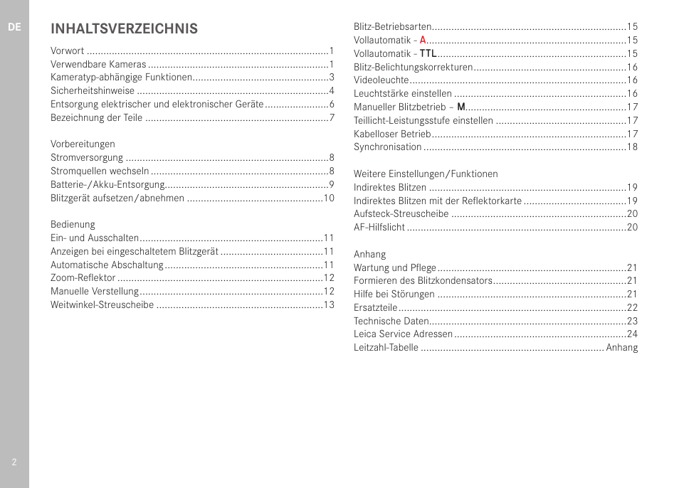 LEICA SF 40 Flash User Manual | Page 4 / 150