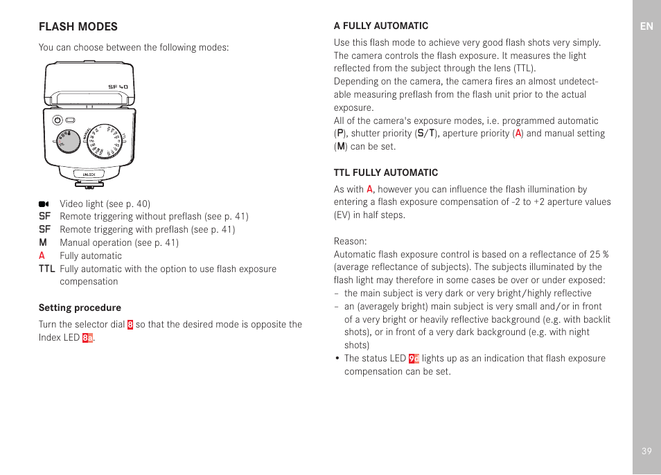 LEICA SF 40 Flash User Manual | Page 41 / 150