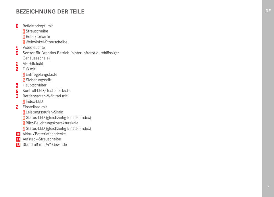 Bezeichnung der teile | LEICA SF 40 Flash User Manual | Page 9 / 150