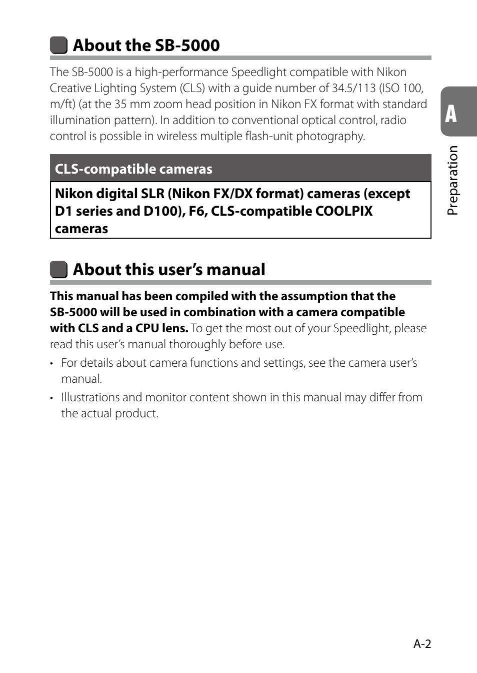 About the sb-5000, About this user’s manual | Nikon SB-5000 AF Speedlight User Manual | Page 3 / 120