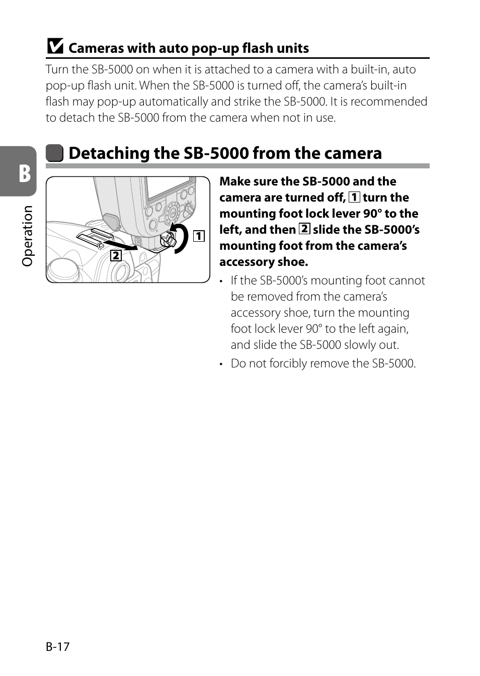 Detaching the sb-5000 from the camera | Nikon SB-5000 AF Speedlight User Manual | Page 32 / 120