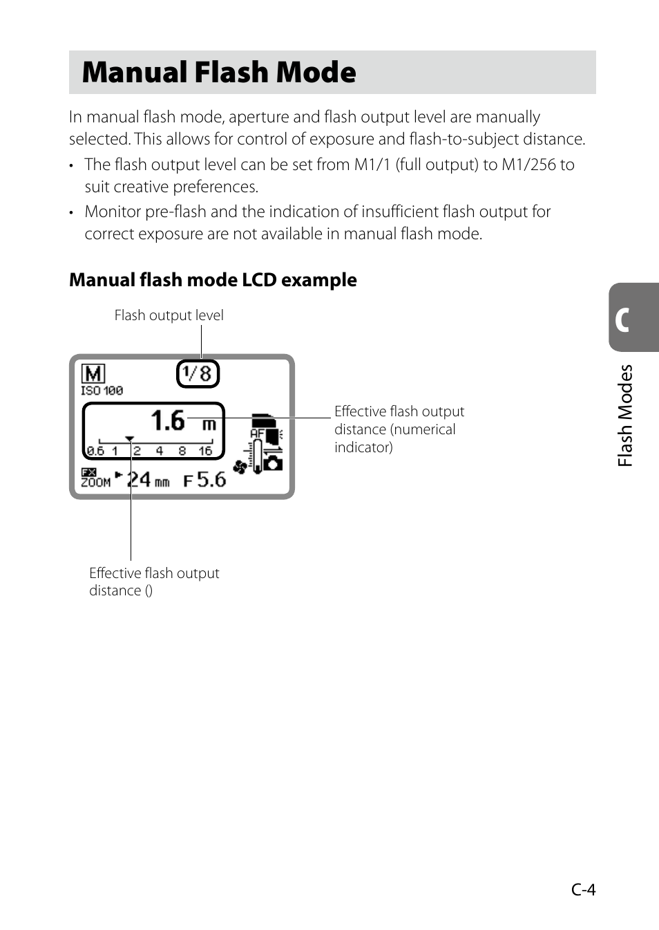 Manual flash mode, C-4) | Nikon SB-5000 AF Speedlight User Manual | Page 49 / 120