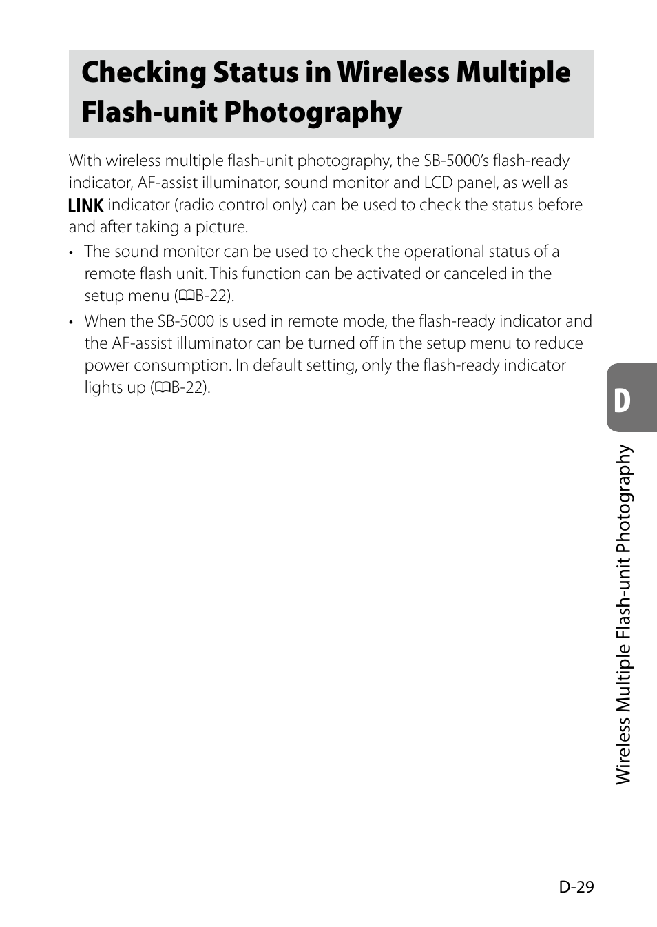 D-29, D-29) | Nikon SB-5000 AF Speedlight User Manual | Page 81 / 120