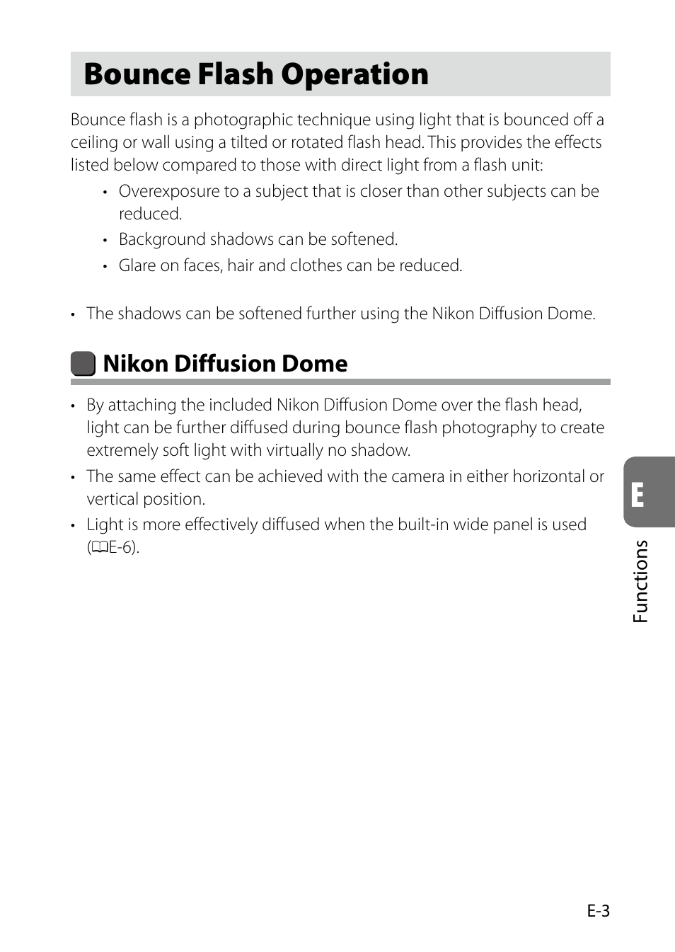 Bounce flash operation, Nikon diffusion dome | Nikon SB-5000 AF Speedlight User Manual | Page 87 / 120