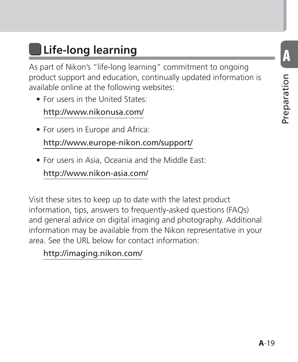 Life-long learning | Nikon SB-500 AF Speedlight User Manual | Page 19 / 96