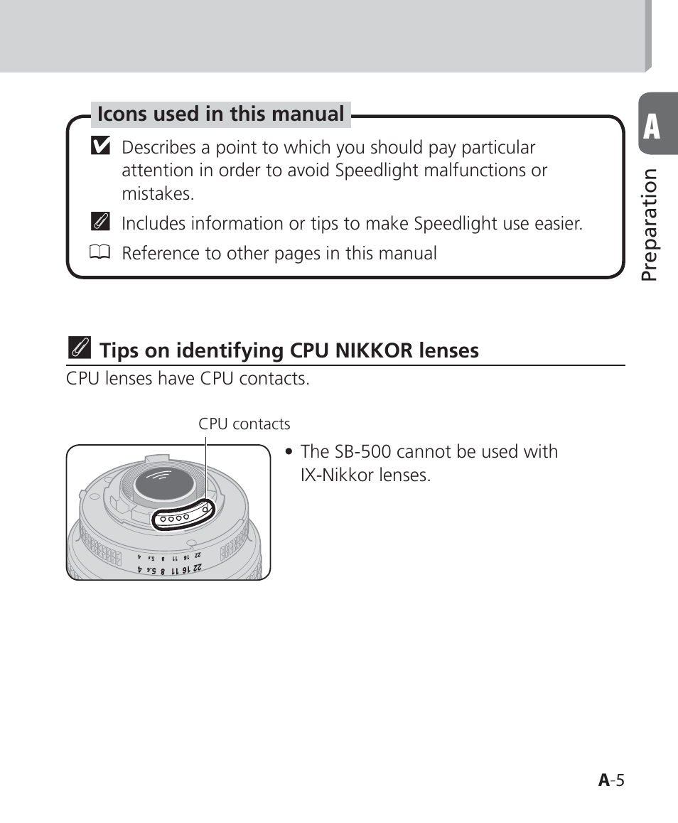 Nikon SB-500 AF Speedlight User Manual | Page 5 / 96