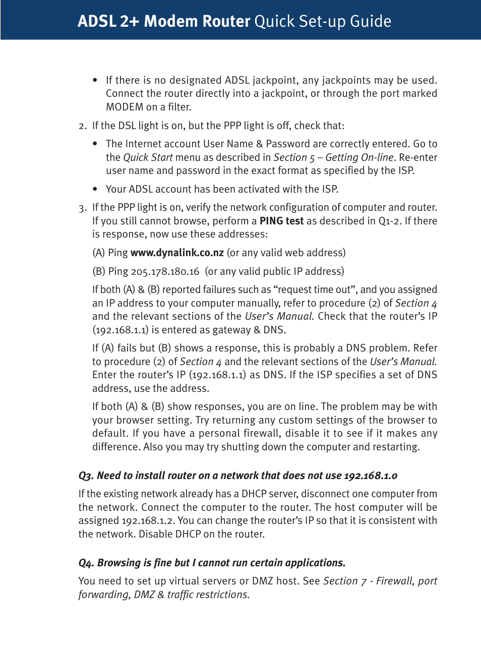 Adsl 2+ modem router quick set-up guide | Dynalink RTA1320 User Manual | Page 13 / 15