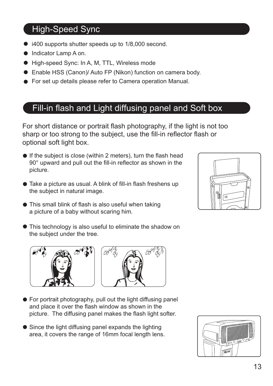 High-speed sync | Nissin i400 TTL Flash for Cameras User Manual | Page 13 / 20