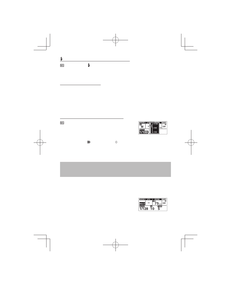 Multi, Mode multi ok, Fp ttl | Ok zoom zoom zoom, Ok ratio fp m, Ratio | Olympus FL-700WR Electronic Flash User Manual | Page 12 / 300