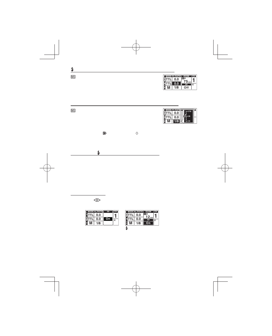 Ttl fp ttl, Ratio, Ratio m fp m multi | Ok zoom, Cmd zoom zoom, Ok fp, On off, Fp ttl /fp m p. 11 | Olympus FL-700WR Electronic Flash User Manual | Page 20 / 300