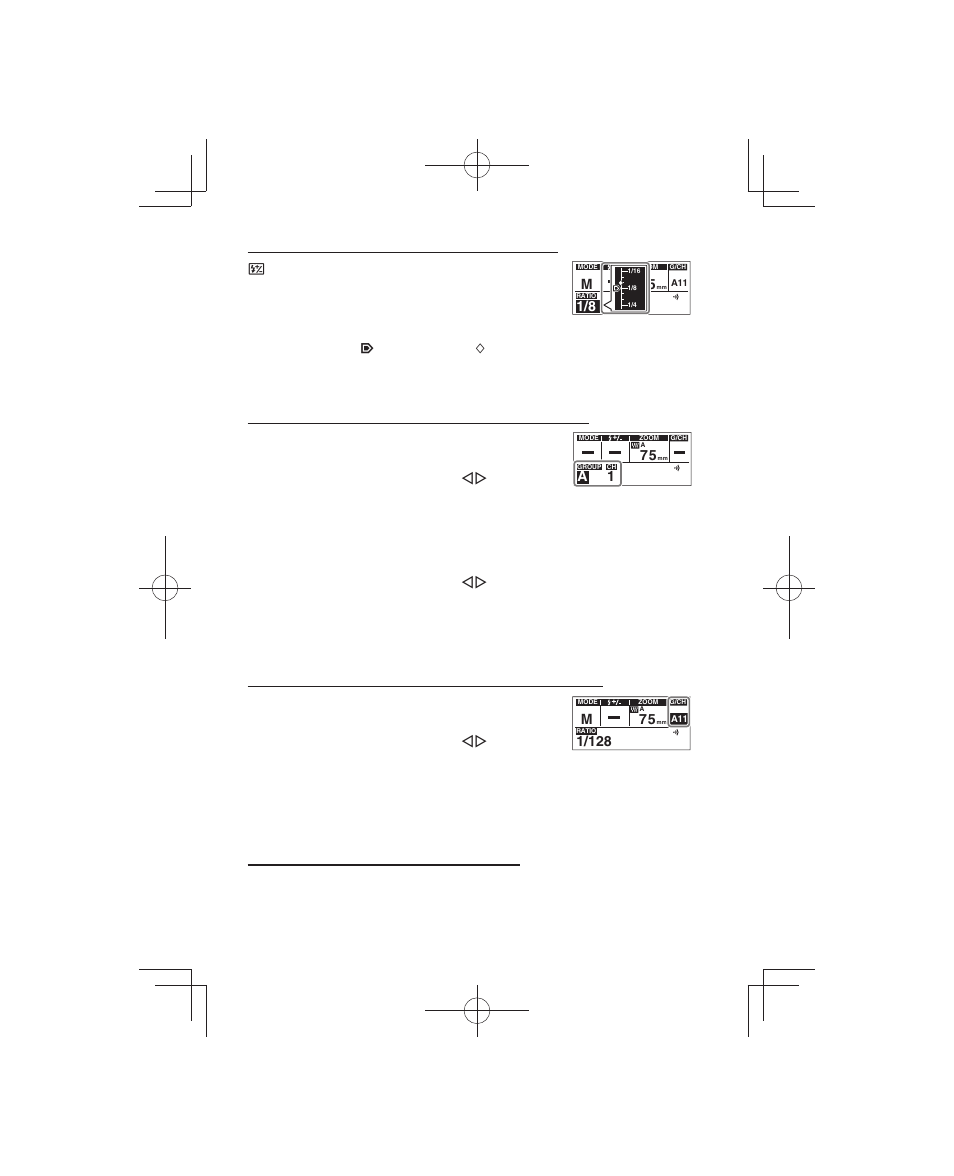 M1/128, Ratio x-rcv, Ratio | Ok / rcv, Mode, Group, Ok / x-rcv, G/ch, Hz time | Olympus FL-700WR Electronic Flash User Manual | Page 22 / 300