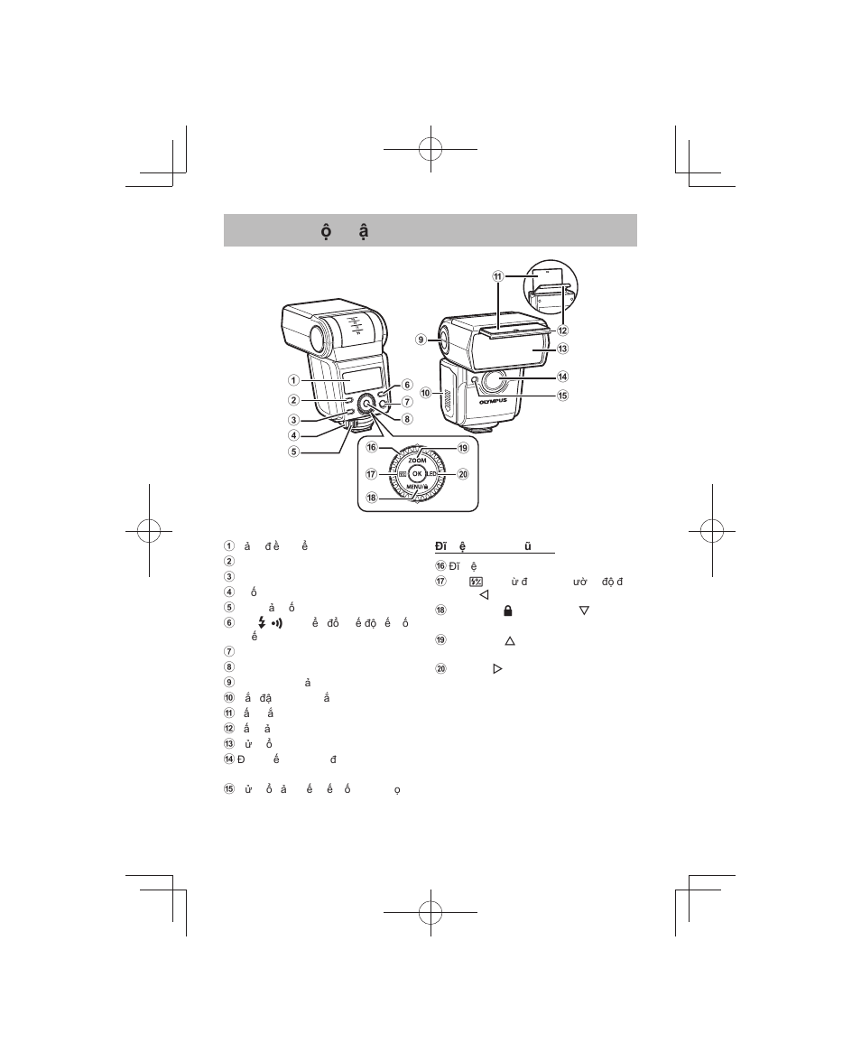 Tên các b ộ ph ậ n | Olympus FL-700WR Electronic Flash User Manual | Page 263 / 300