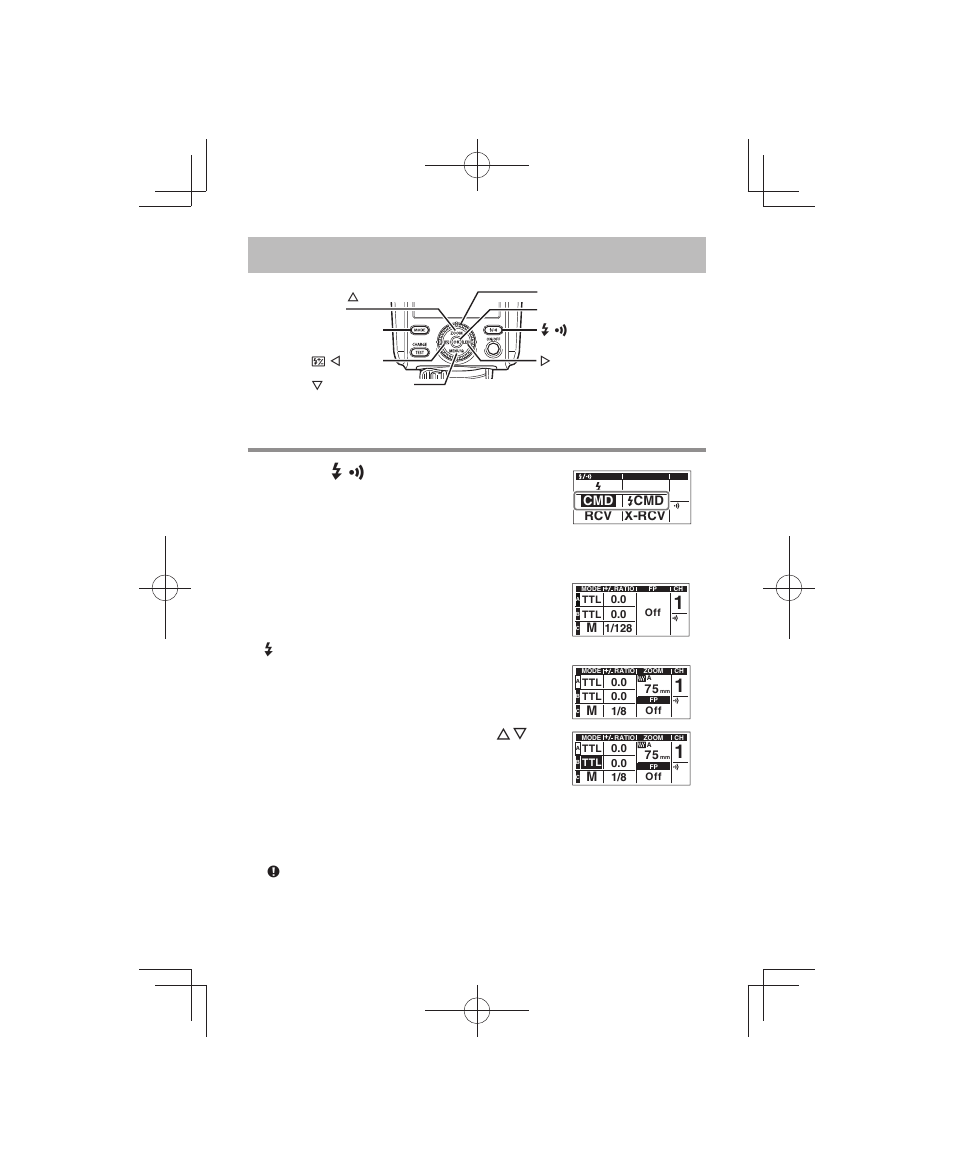 Radio wireless shooting, Press the, Adjust the settings | Olympus FL-700WR Electronic Flash User Manual | Page 52 / 300