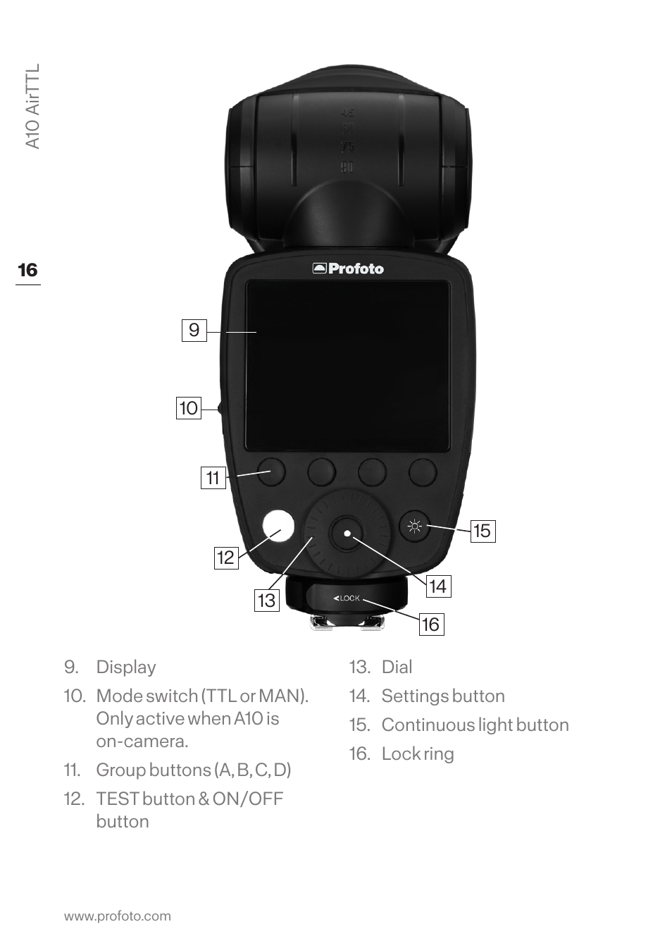 Profoto A10 AirTTL-C Studio Light for Canon User Manual | Page 16 / 52