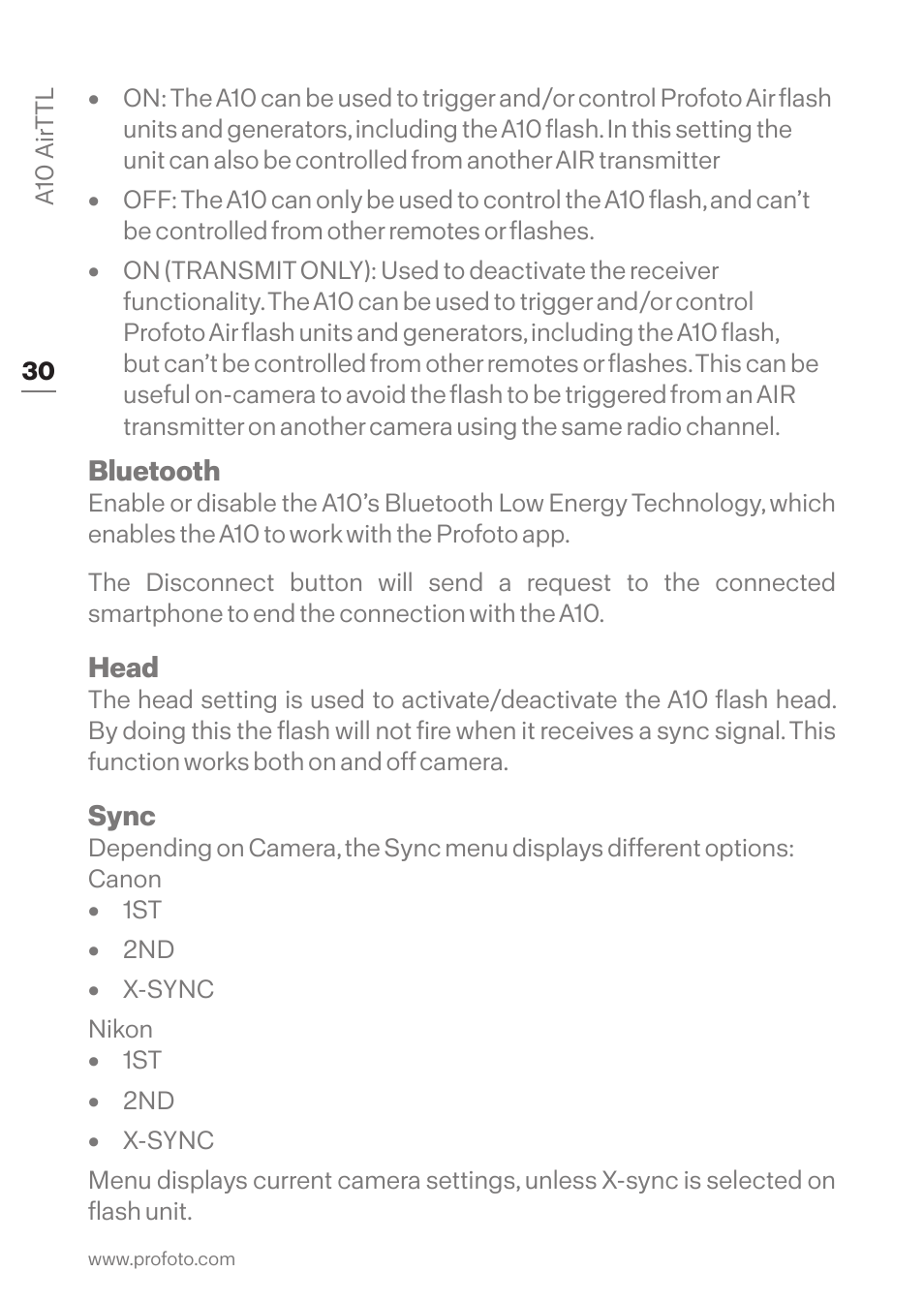 Profoto A10 AirTTL-C Studio Light for Canon User Manual | Page 30 / 52