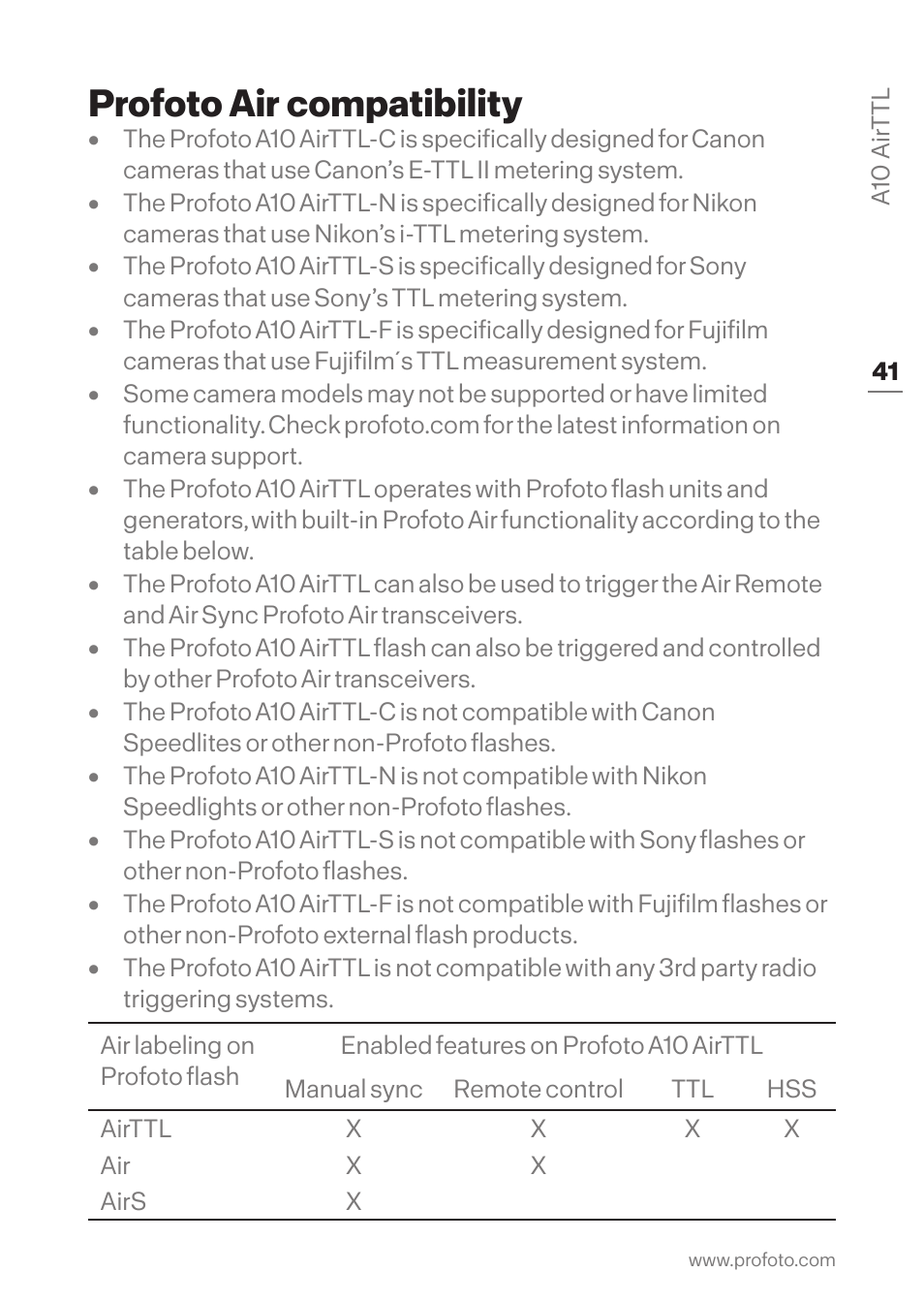 Profoto air compatibility | Profoto A10 AirTTL-C Studio Light for Canon User Manual | Page 41 / 52