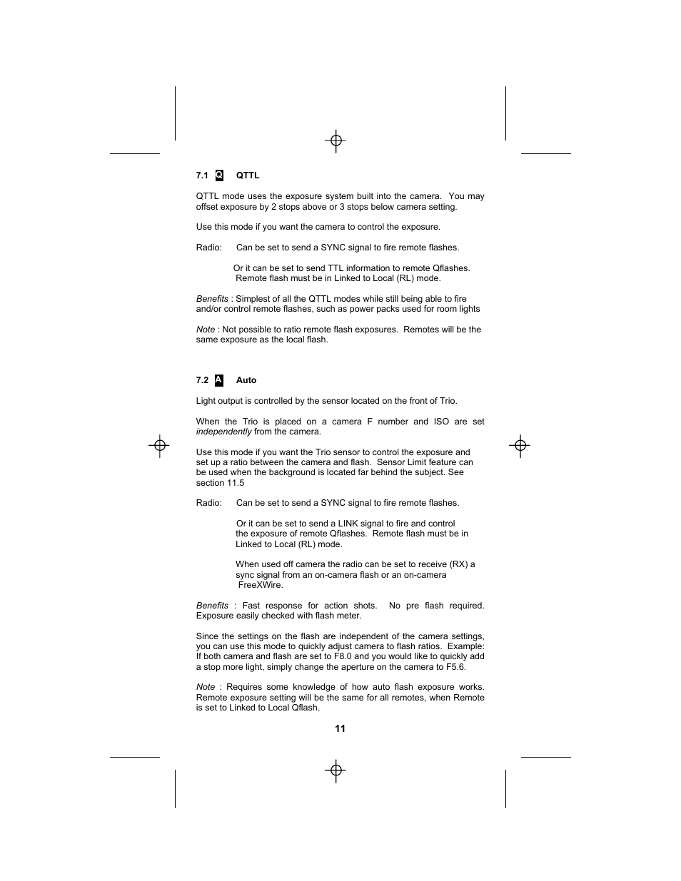 Quantum Instruments Qflash TRIO Basic Flash for Cameras User Manual | Page 13 / 40