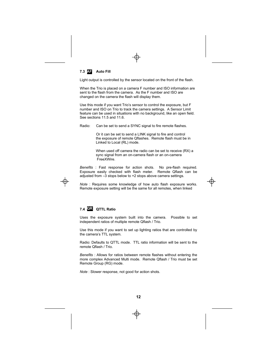 Quantum Instruments Qflash TRIO Basic Flash for Cameras User Manual | Page 14 / 40