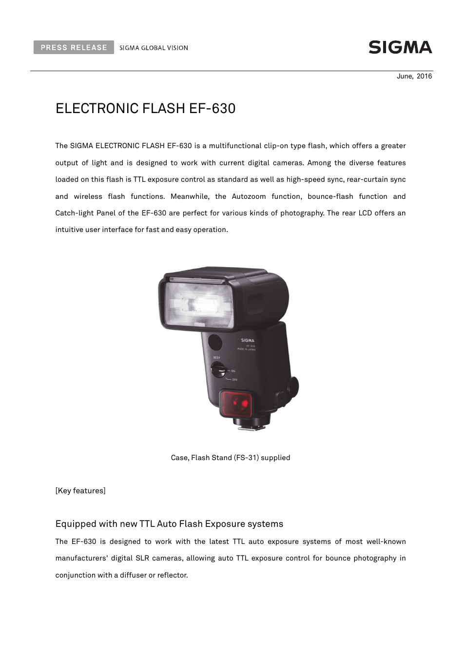 SIGMA EF-630 Electronic Flash for Cameras User Manual | 5 pages