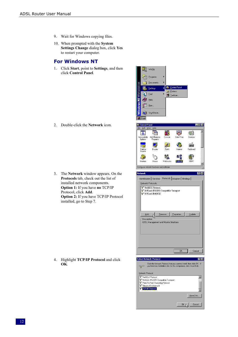 For windows nt | Dynalink RTA230 User Manual | Page 20 / 88