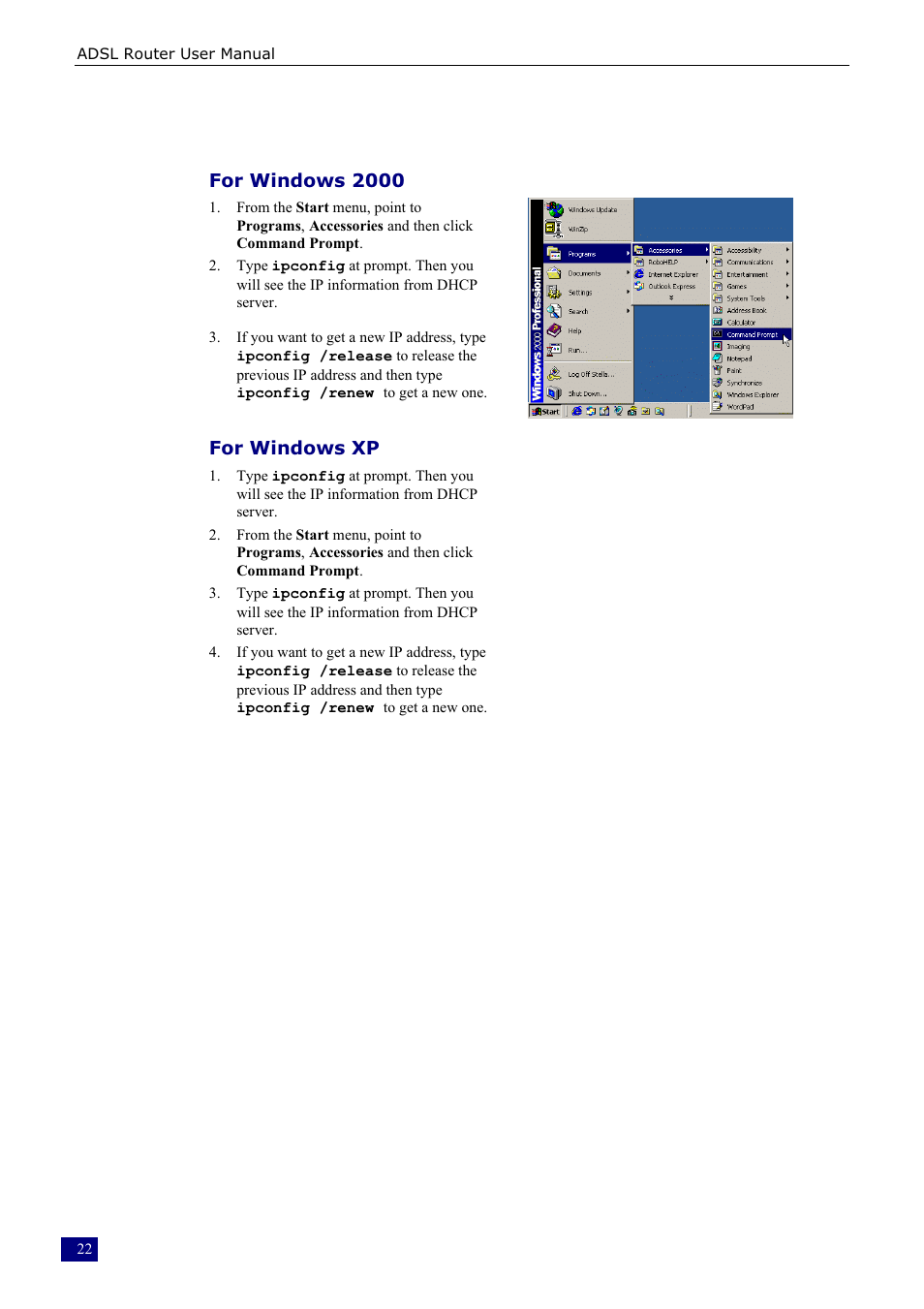 For windows 2000, For windows xp | Dynalink RTA230 User Manual | Page 30 / 88