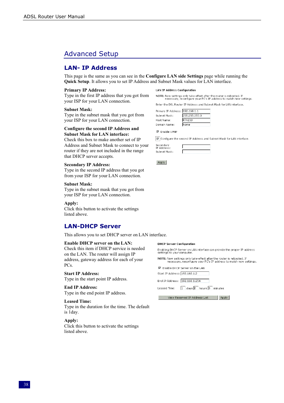 Advanced setup | Dynalink RTA230 User Manual | Page 46 / 88