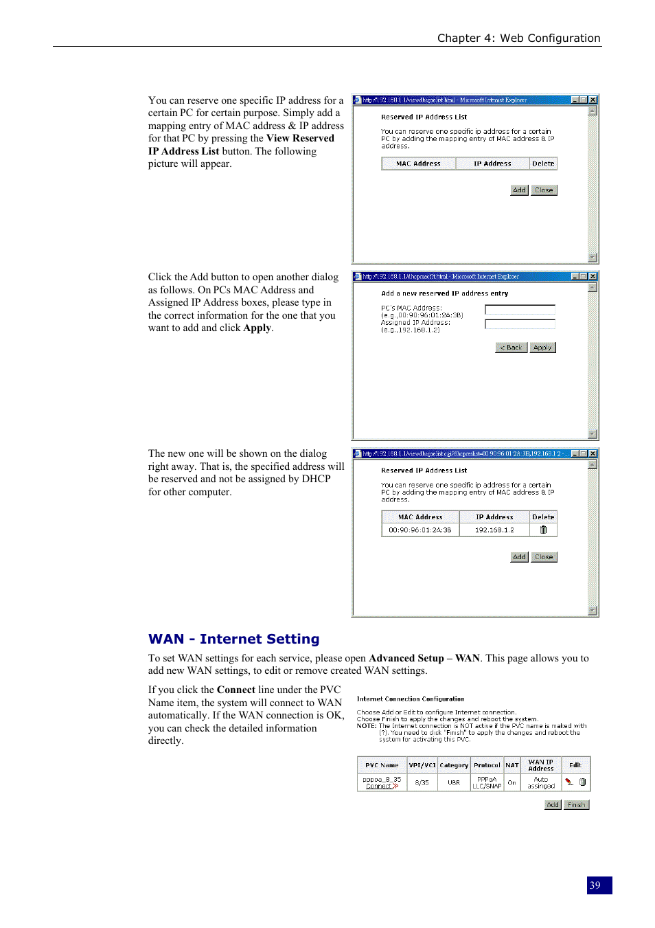 Wan - internet setting | Dynalink RTA230 User Manual | Page 47 / 88