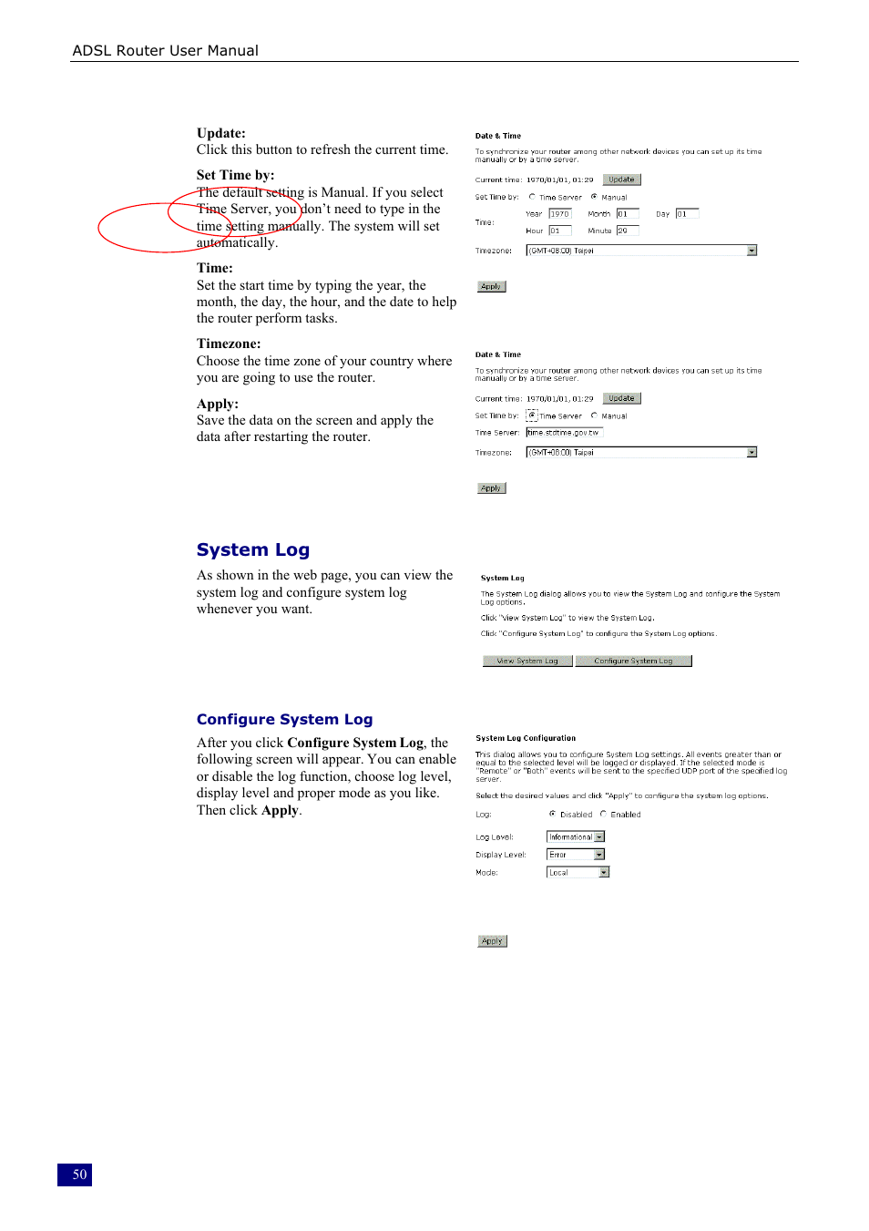 System log | Dynalink RTA230 User Manual | Page 58 / 88