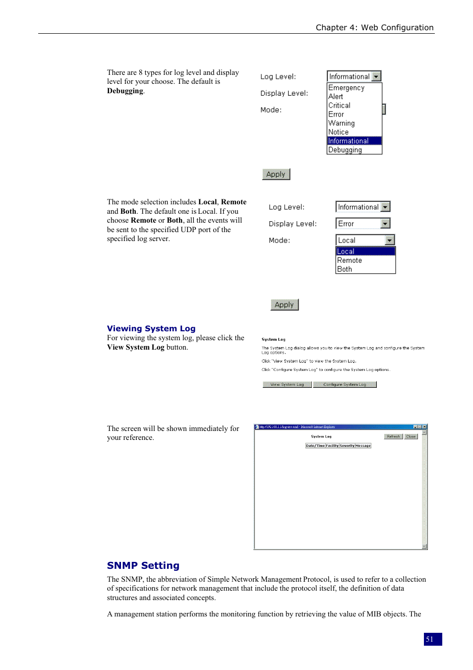 Snmp setting | Dynalink RTA230 User Manual | Page 59 / 88