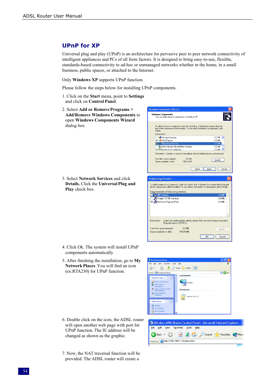 Upnp for xp | Dynalink RTA230 User Manual | Page 62 / 88